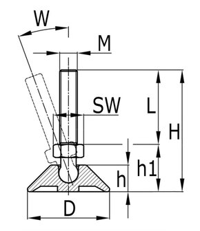 Stelvoet &Oslash;44 | M10x25 Kogelgewricht