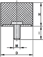 Trillingsdemper TYPE D D15 H15 M5 x 10