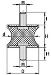 Trillingsdemper H20 M6 x 28